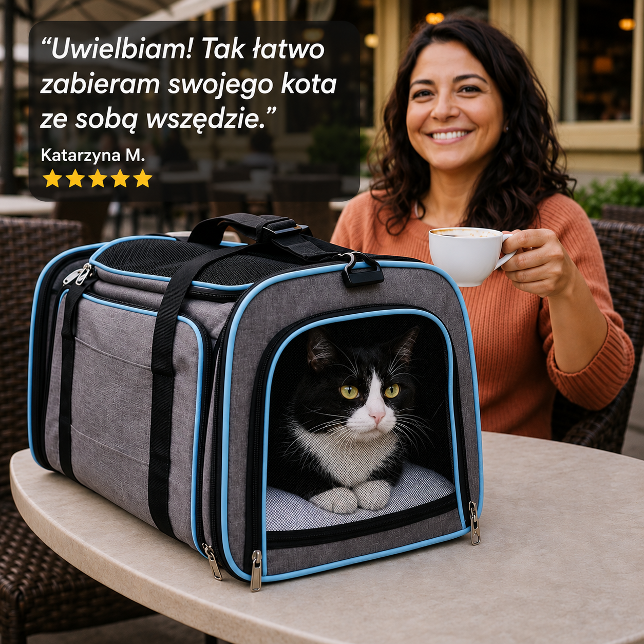 Składana torba podróżna dla kota