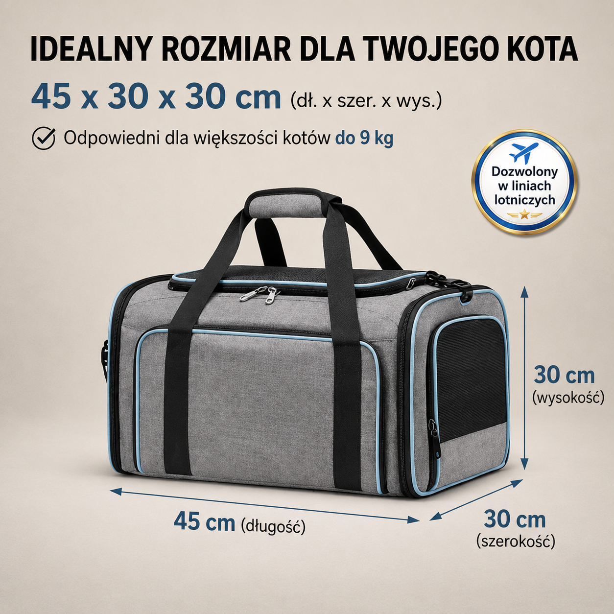 Składana torba podróżna dla kota