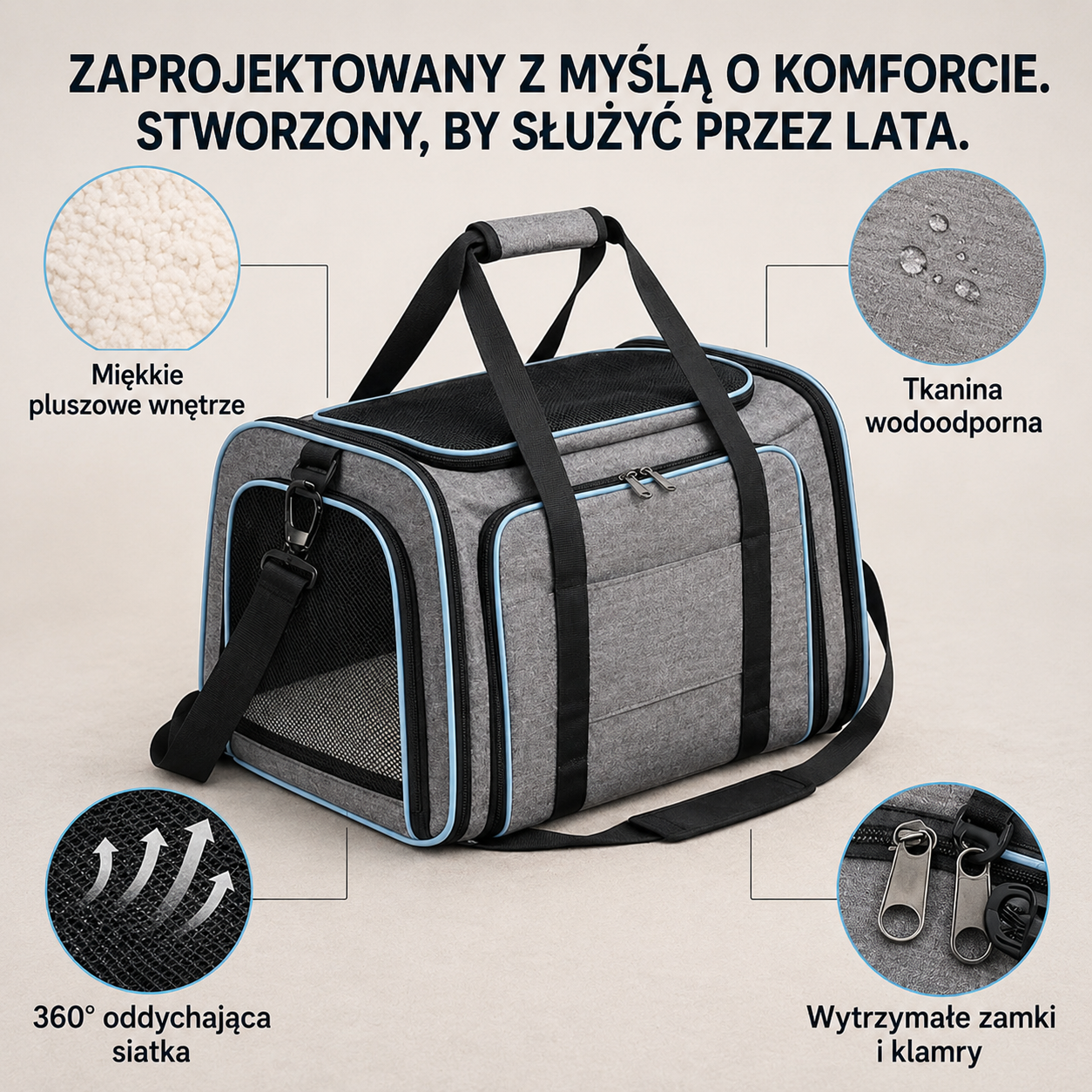 Składana torba podróżna dla kota